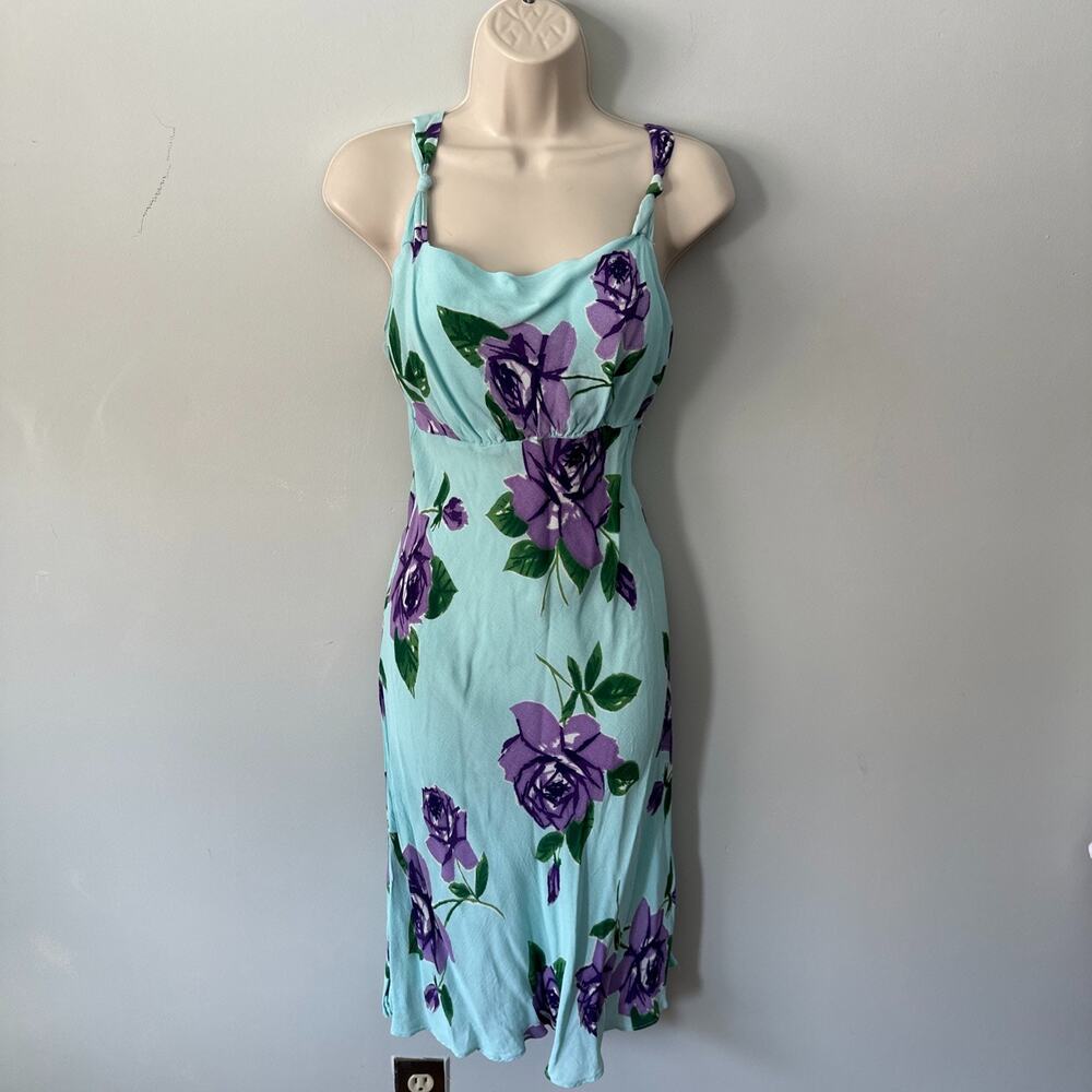 American Angel Dress Medium Blue Purple Floral Sheath Dainty Retro Y2K Coquette